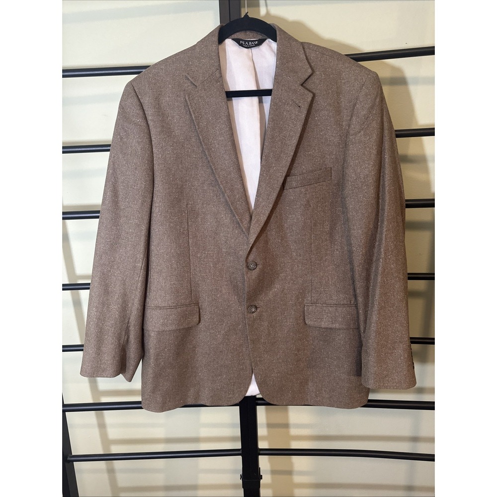 Jos A Bank Blazer Sz 43R Heather Brown 100% Silk Tailored Fit Sport Coat Jacket